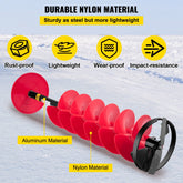 Ice Drill Auger 6in Diameter Nylon 39in Length Auger Bit with 11.8in Extension Rod Drill Adapter Top Plate Blade Guard for Ice Fishing Red